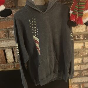 Men's Charcoal Grunt Style Hoodie with Flag Design